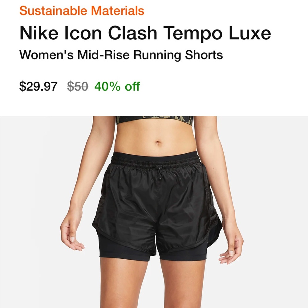 Nike Women's Icon Clash Tempo Luxe Mid-Rise Running Shorts